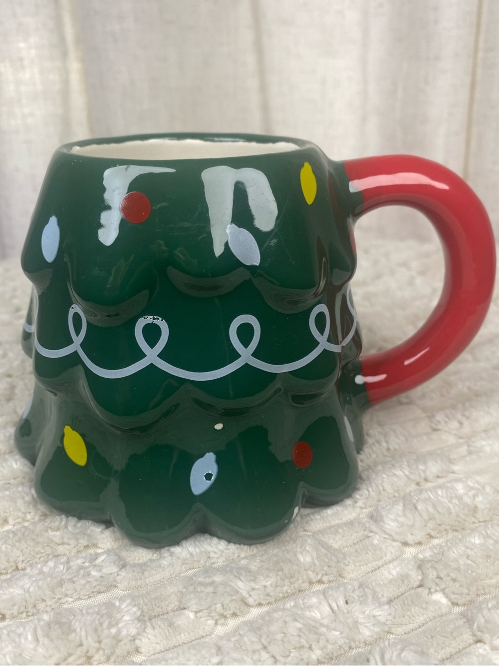 Wondershop Christmas Tree Mug Green Earthenware 14oz Holiday Coffee Cup